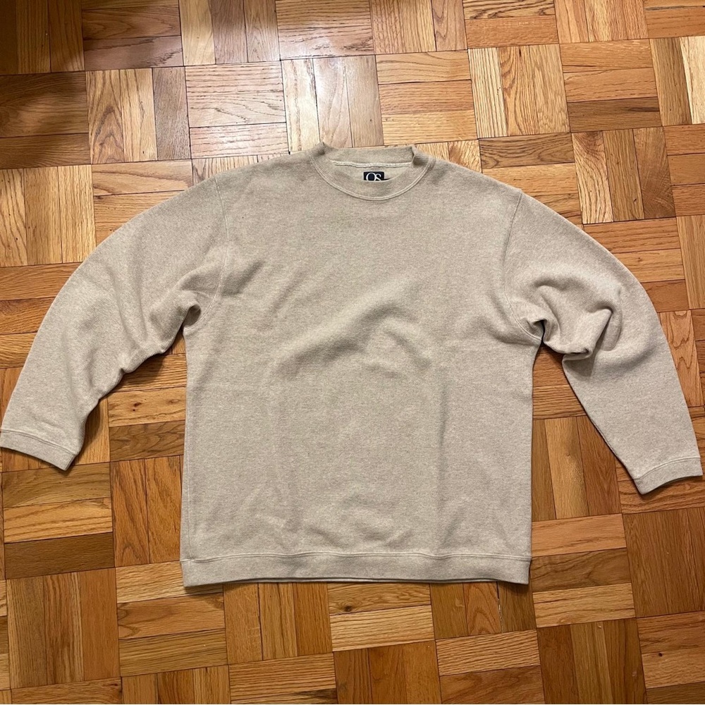 Vintage Quiksilver Mens Large Cream Surfing Crewneck Knit Sweater Made in USA